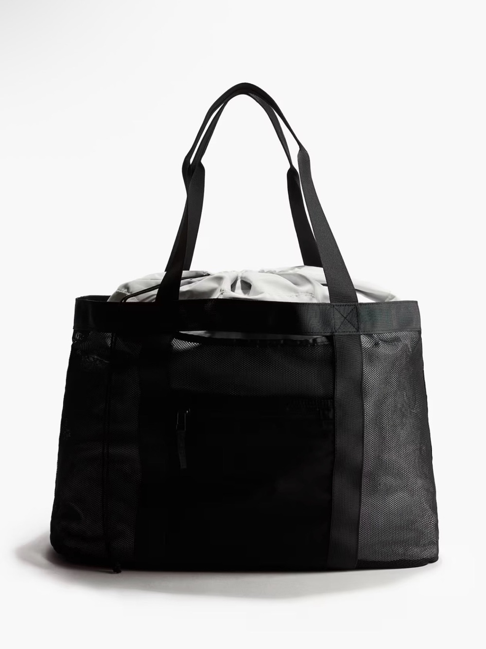 H&M Black Mesh Duffel Tote with Drawstring Insert